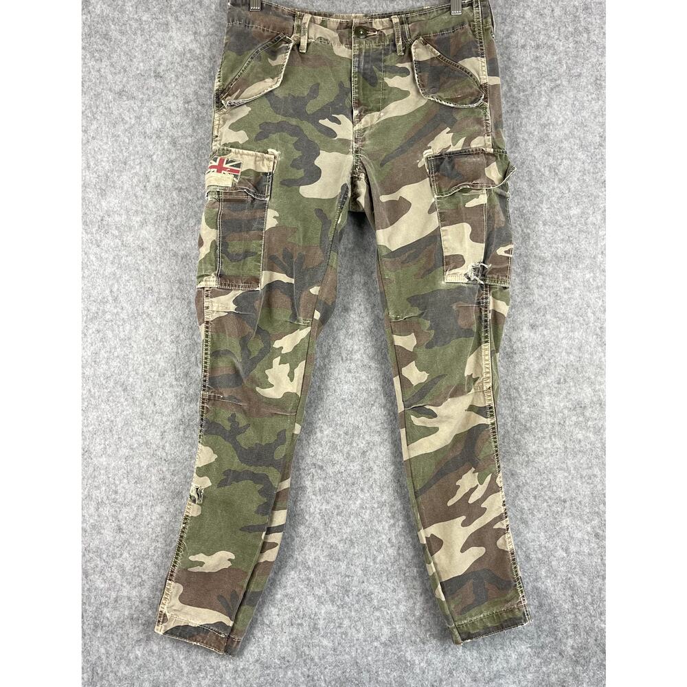 Ralph Lauren Denim Supply Pant Men 33x30 Camo Cargo Paratrooper USA UK FLAW READ